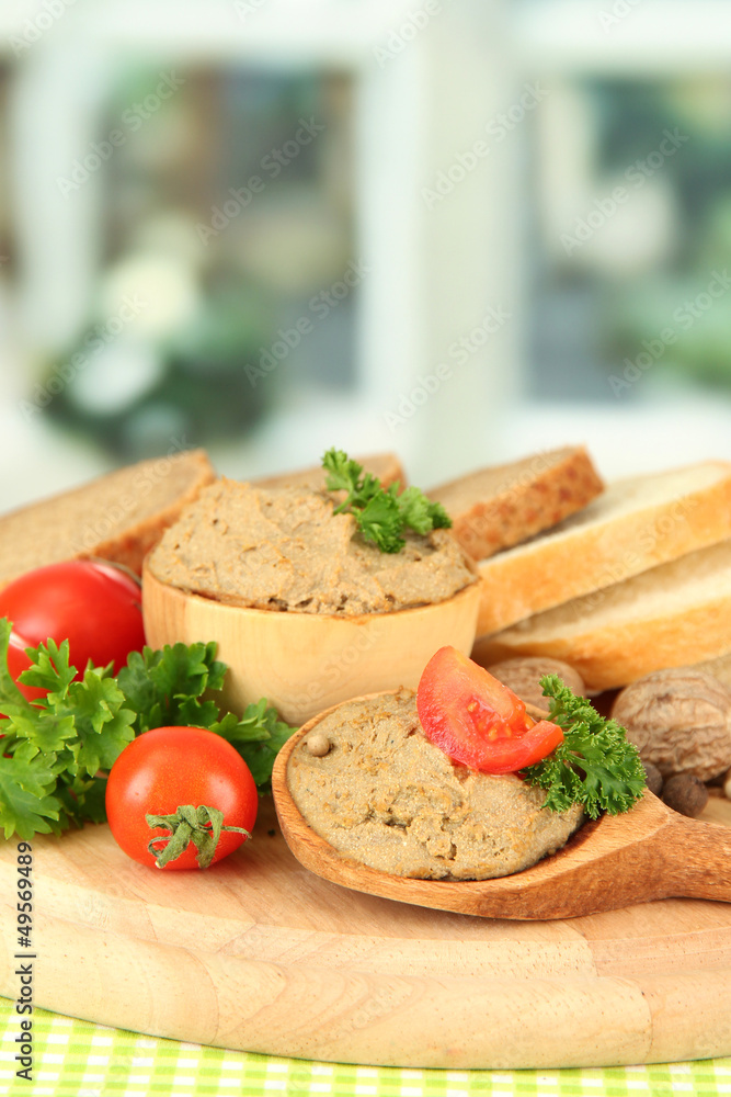 Composition of fresh pate, tomatoes and bread, Composition of fresh pate, tomatoes and bread,