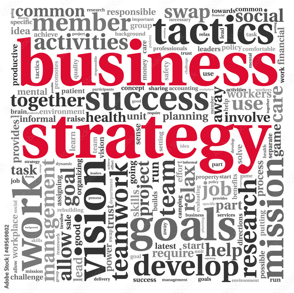 Business strategy concept in word tag cloud
