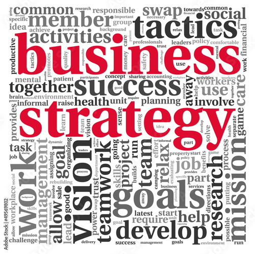 Business strategy concept in word tag cloud