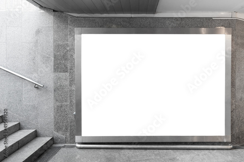 Blank billboard in underground hall