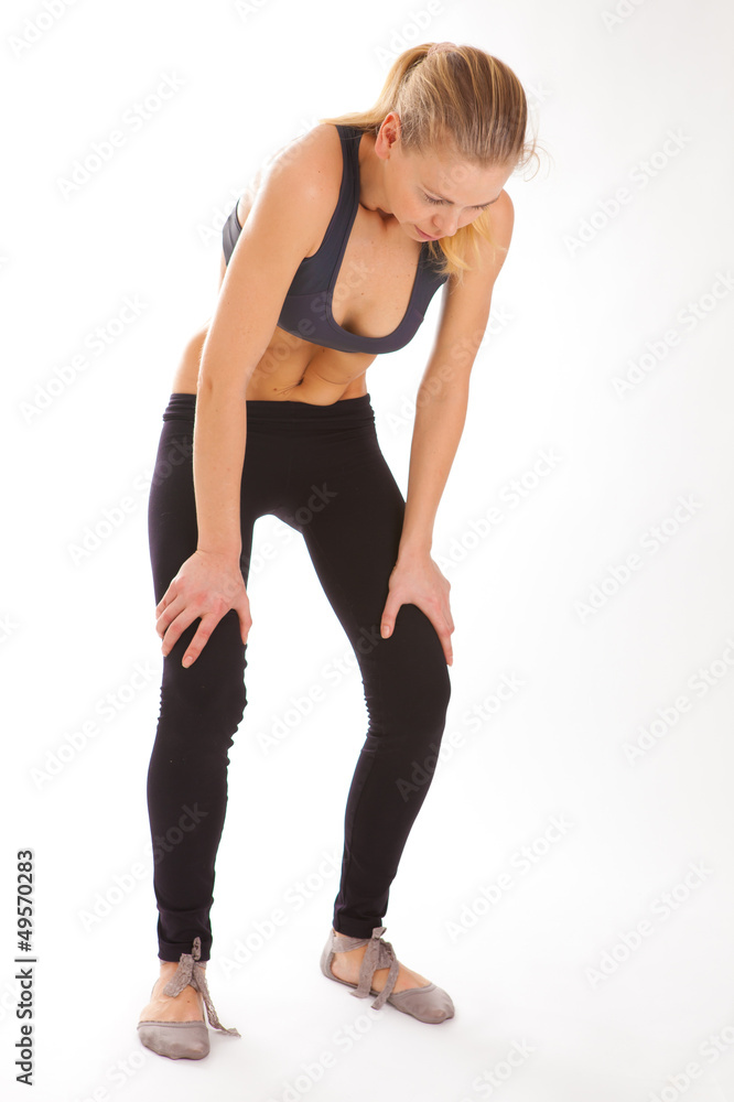 woman practices yoga on a white background, isolated.. woman practices yoga on a white background, isolated..
