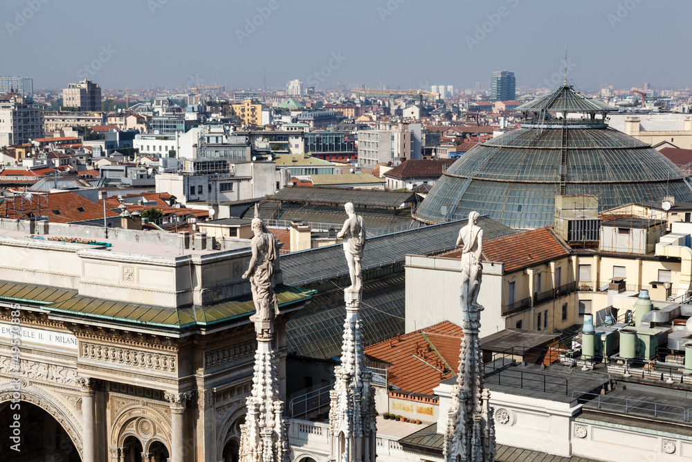 Aerial View on Milan from the Roof of Cathedral, Italy