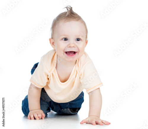 cute cheerful crawling baby...