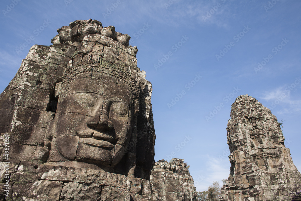 Bayon face Angkor Thom, Siem Reap, Cambodia.