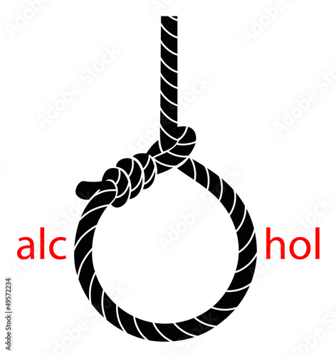 Hangman's noose with protest against alcohol