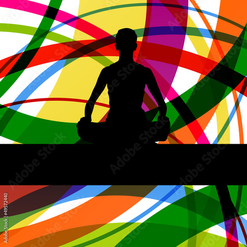 Women siting in lotus position doing gymnastic exercises fitness