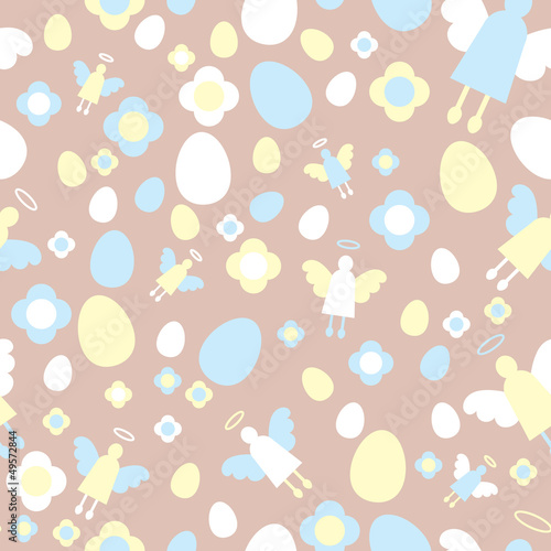 Easter angels seamless pattern beige
