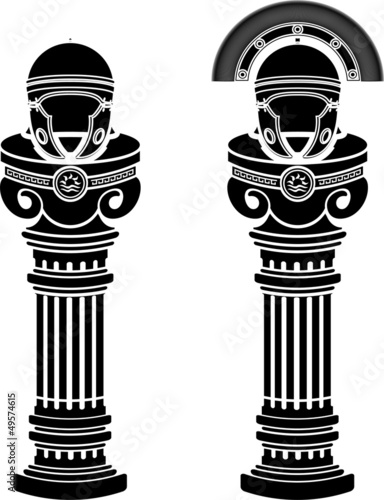 pedestals of roman helmets. stencils