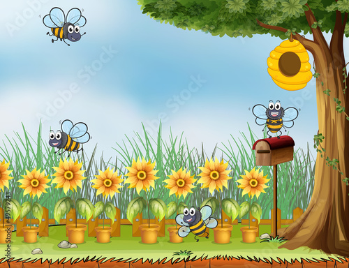 Four bees in the garden