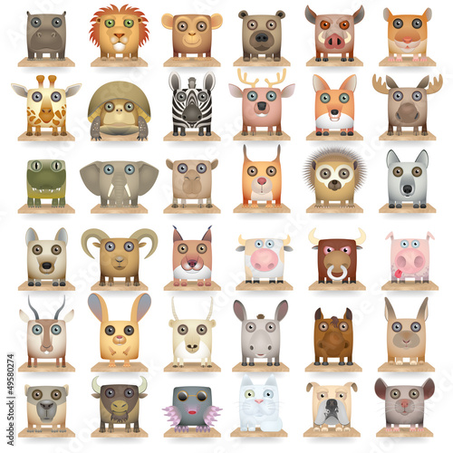 Big vector cartoon animal set