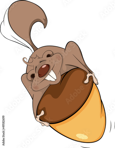 Gopher with an acorn cartoon