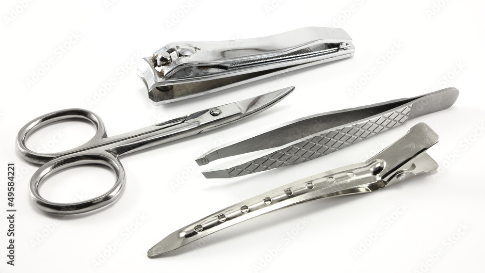 Personal care kit. Scissors, tweezers, nail clippers, clip. Personal care kit. Scissors, tweezers, nail clippers, clip.