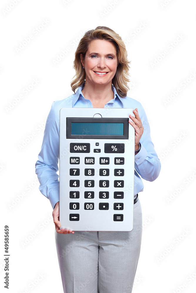 Accountant business woman with a calculator. Accountant business woman with a calculator.