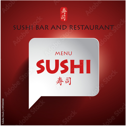 Sushi bar menu with japanese characters