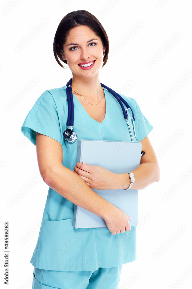 Smiling medical doctor woman with stethoscope. Smiling medical doctor woman with stethoscope.