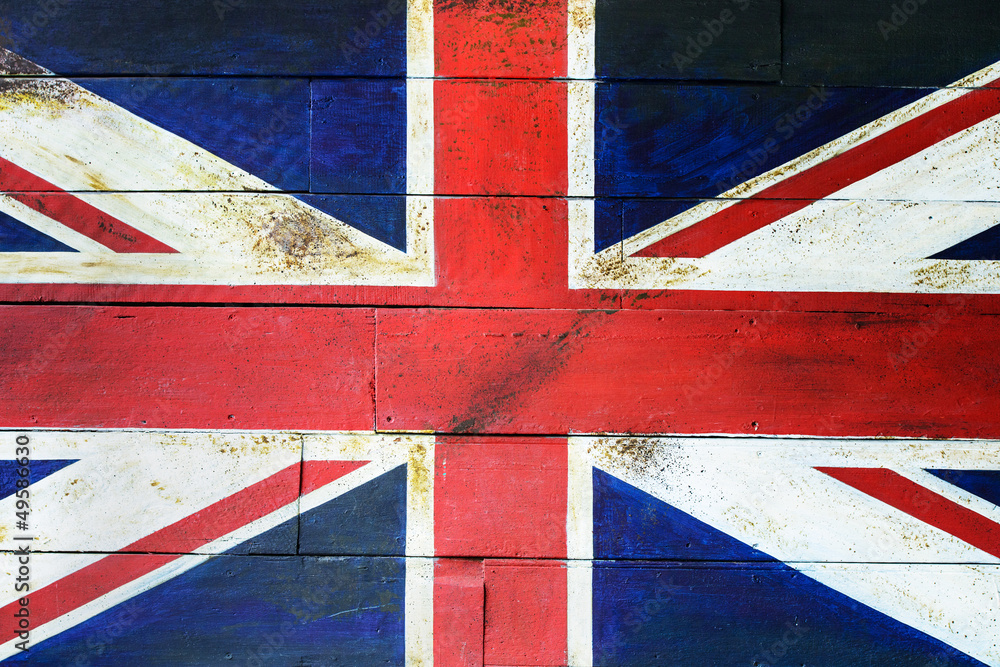 Fototapeta premium England flag on wooden wall