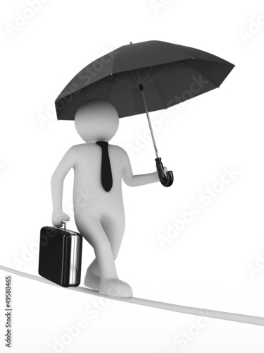 man balances on rope. Isola...