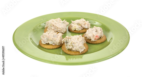 Tuna salad on crackers
