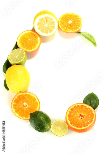 Vitamin C posted products which contain it isolated on white