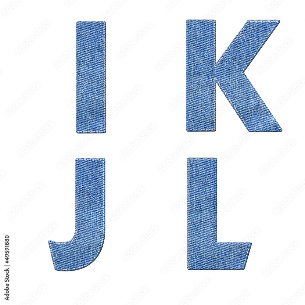 Obraz premium Alphabet with stitch design elements on denim texture