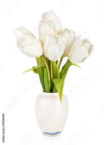 Fototapeta Naklejka Na Ścianę i Meble -  Bouquet of tulips in the vase isolated on white background