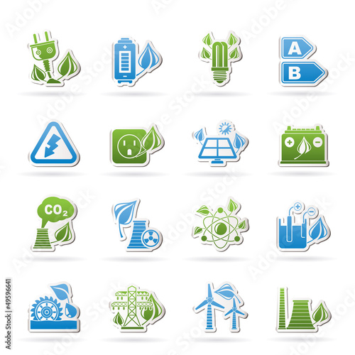 Green energy and environment icons - vector icon set
