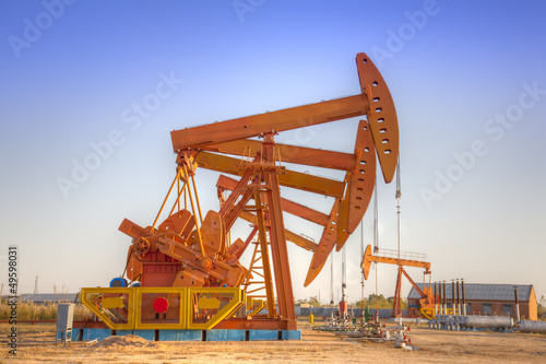 huge steel oil pump jacks.(HDR)