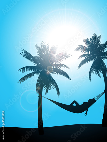 Summer sunbather silhouette