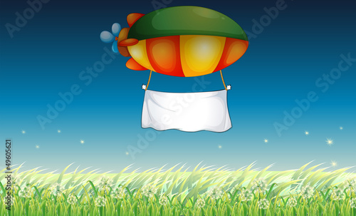An airship with an empty banner