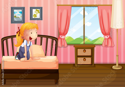 A child in her clean bedroom