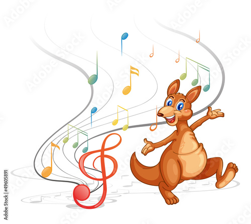 A kangaroo with the musical notes