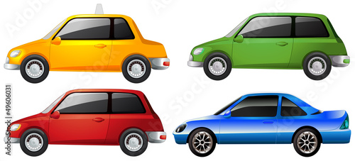 The yellow, green, red and blue car