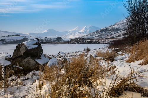 Winter white Snowy scenes around Snowdonia  photo