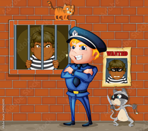 A prisoner at the jail and the policeman