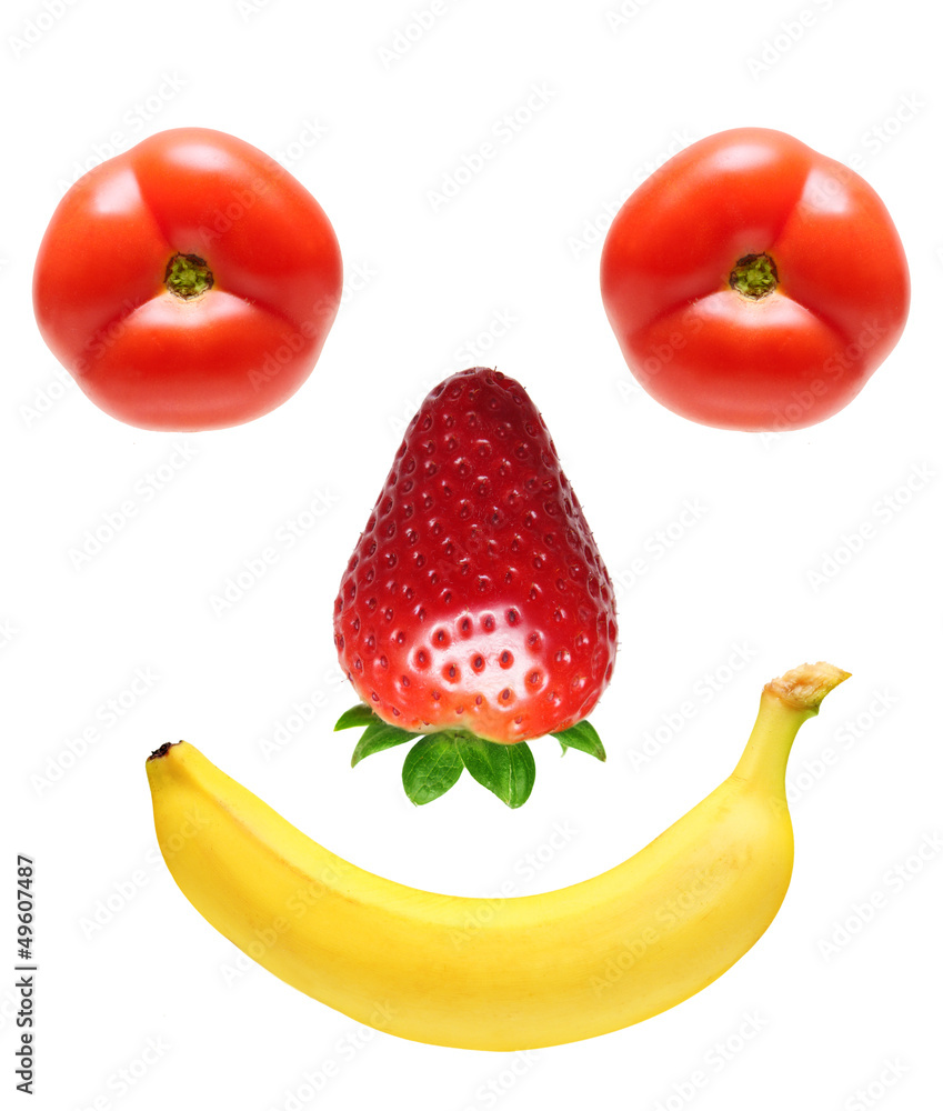 Face from fruits isolated over white background Face from fruits isolated over white background