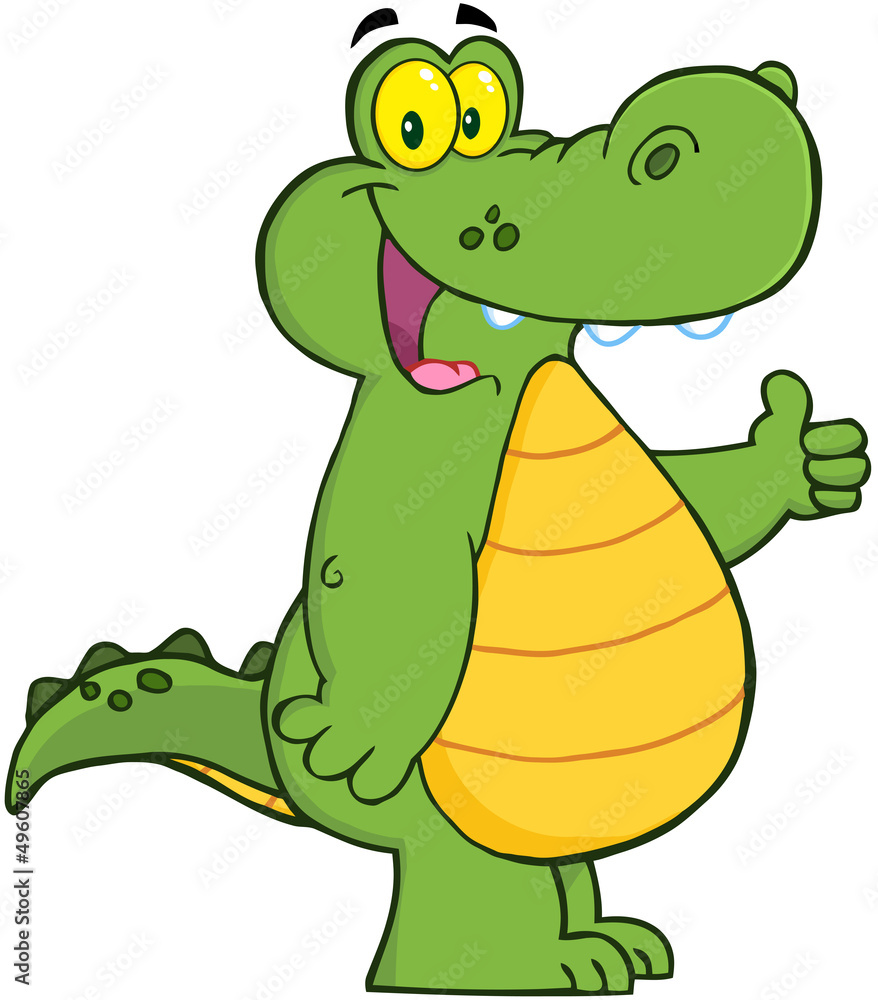 Obraz premium Smiling Alligator Or Crocodile Showing Thumbs Up