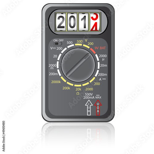 2014 New Year Multimeter  on a white background, vector.