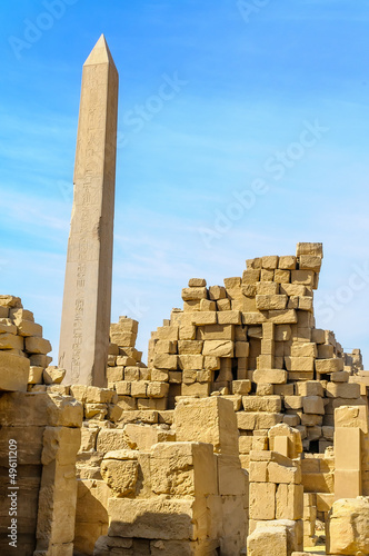 Obelisk and stones of the Karnak temple in Luxor, Egypt