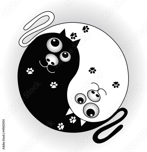 symbol ying yang with cats