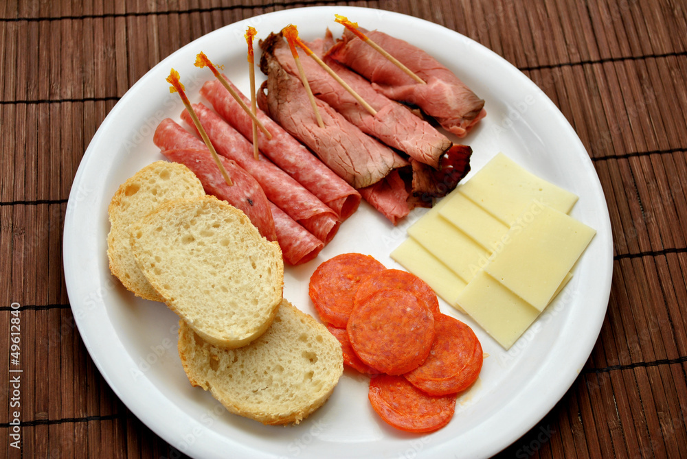 Appetizer of Meat and Cheese
