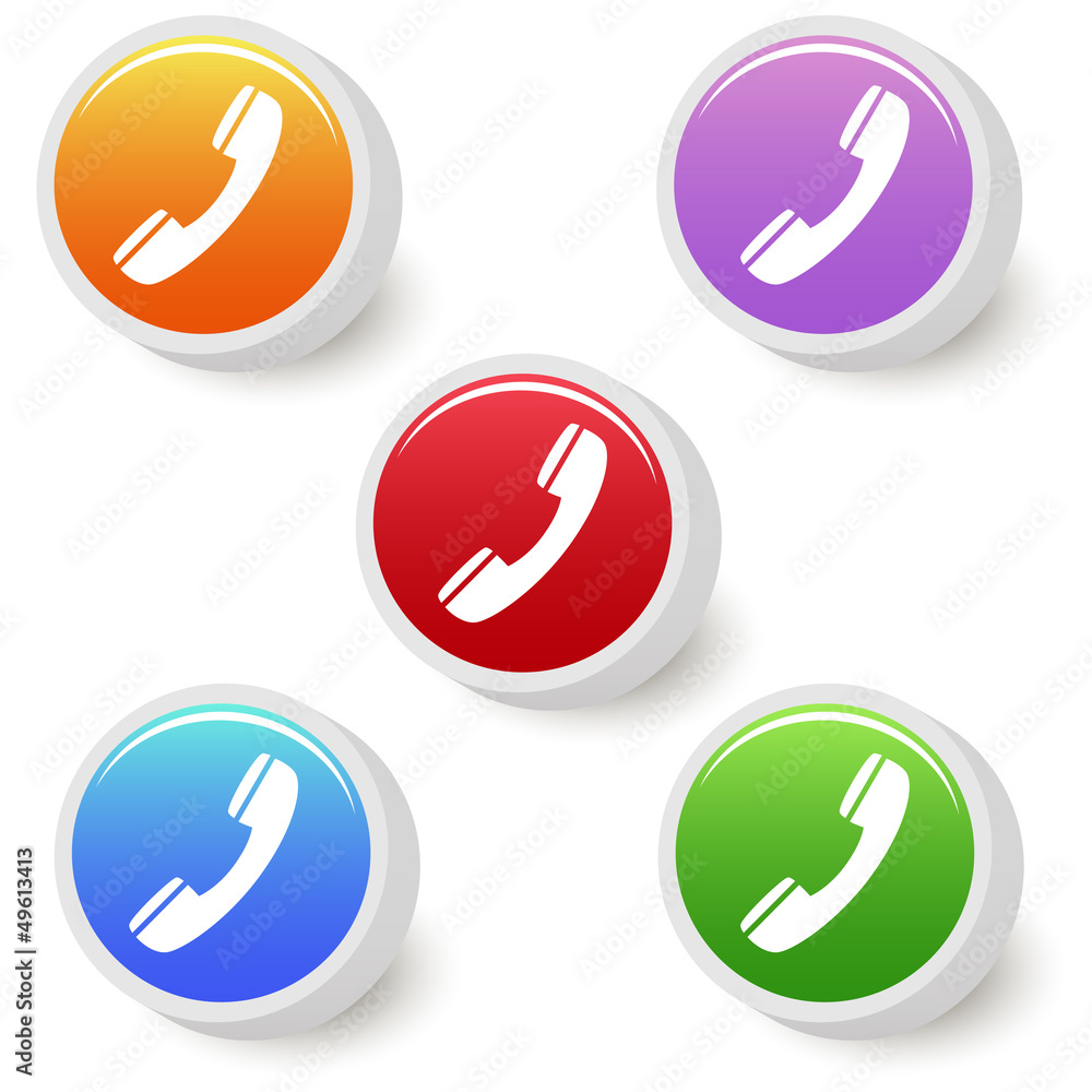Five colorful handset buttons Five colorful handset buttons