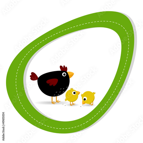 Easter Background - Hen, Chick, Egg - Place your text