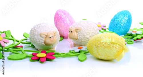 Easter eggs and sheep