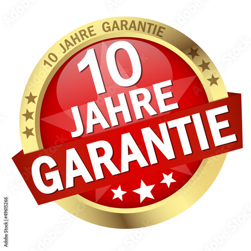 Button mit Banner " 10 JAHRE GARANTIE "