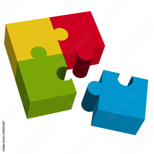 3D Puzzle Quadrat mit losem Teil