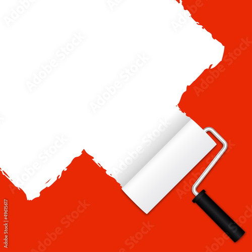 Neuanstrich mit Farbroller - rot