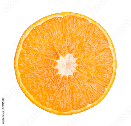 Orange fruit slice on white background