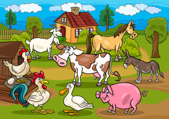 Keuken achterwand Boerderij Cartoon boerderijdieren landelijk tafereel voor kinderen  © Igor Zakowski