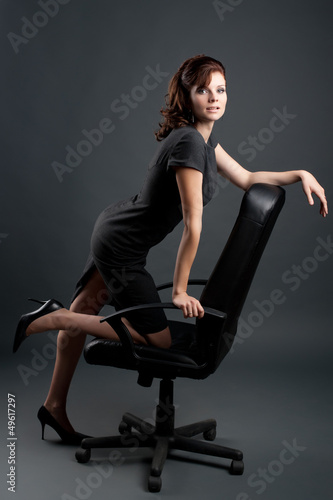 Beautiful woman on a black background