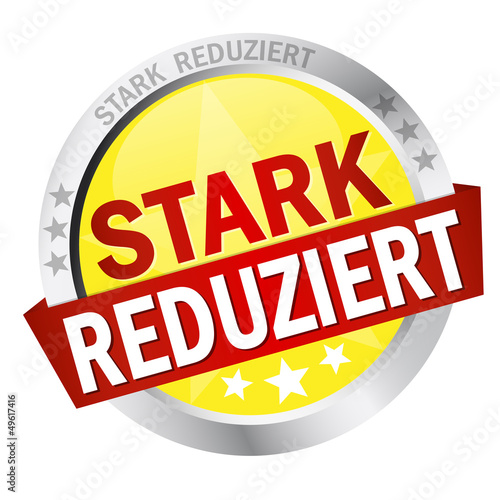 Button mit Banner " STARK REDUZIERT "